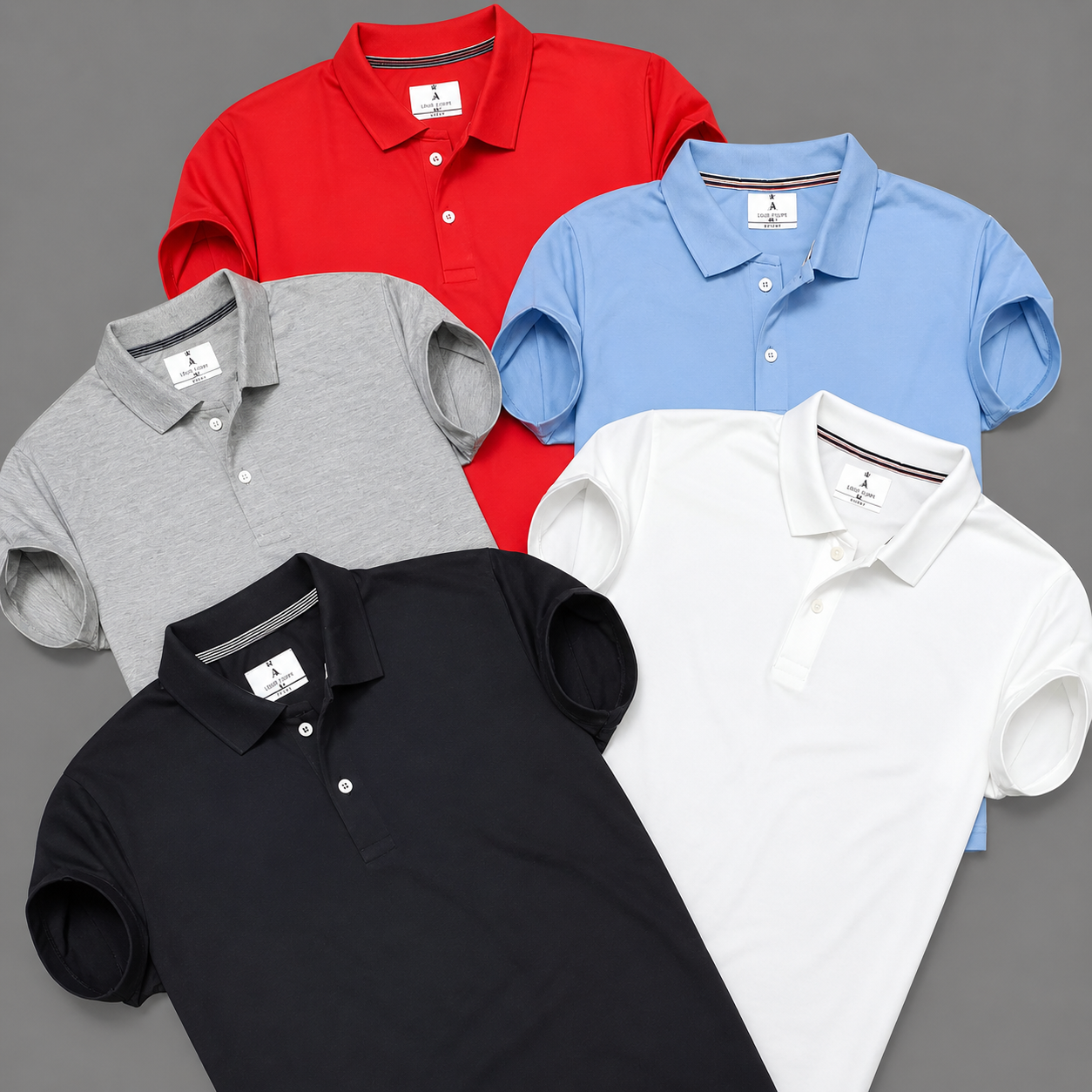 Polo T-shirt Red Black White sky-blue Grey Pack Of 5